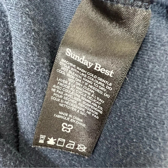 Aritzia Sunday Best Velour Zip Up Jacket Sweatshirt Hoodie Size M Blue - Picture 4 of 5